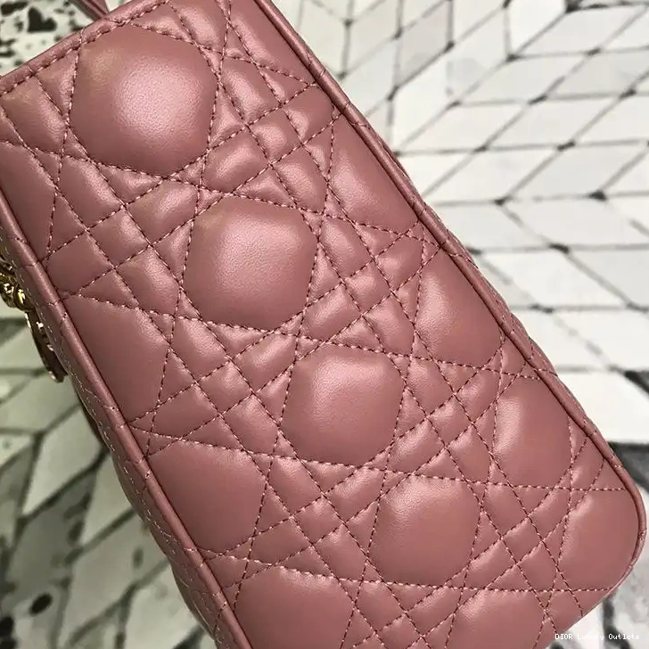 Cheap Nude Gold Lady Bag Dior Medium Cannage Lambskin 0427 Luxury